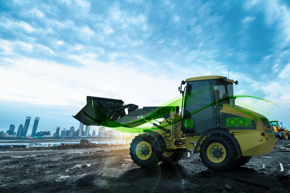 Excavator,In,Construction,Site,On,Sunset,Sky,Background